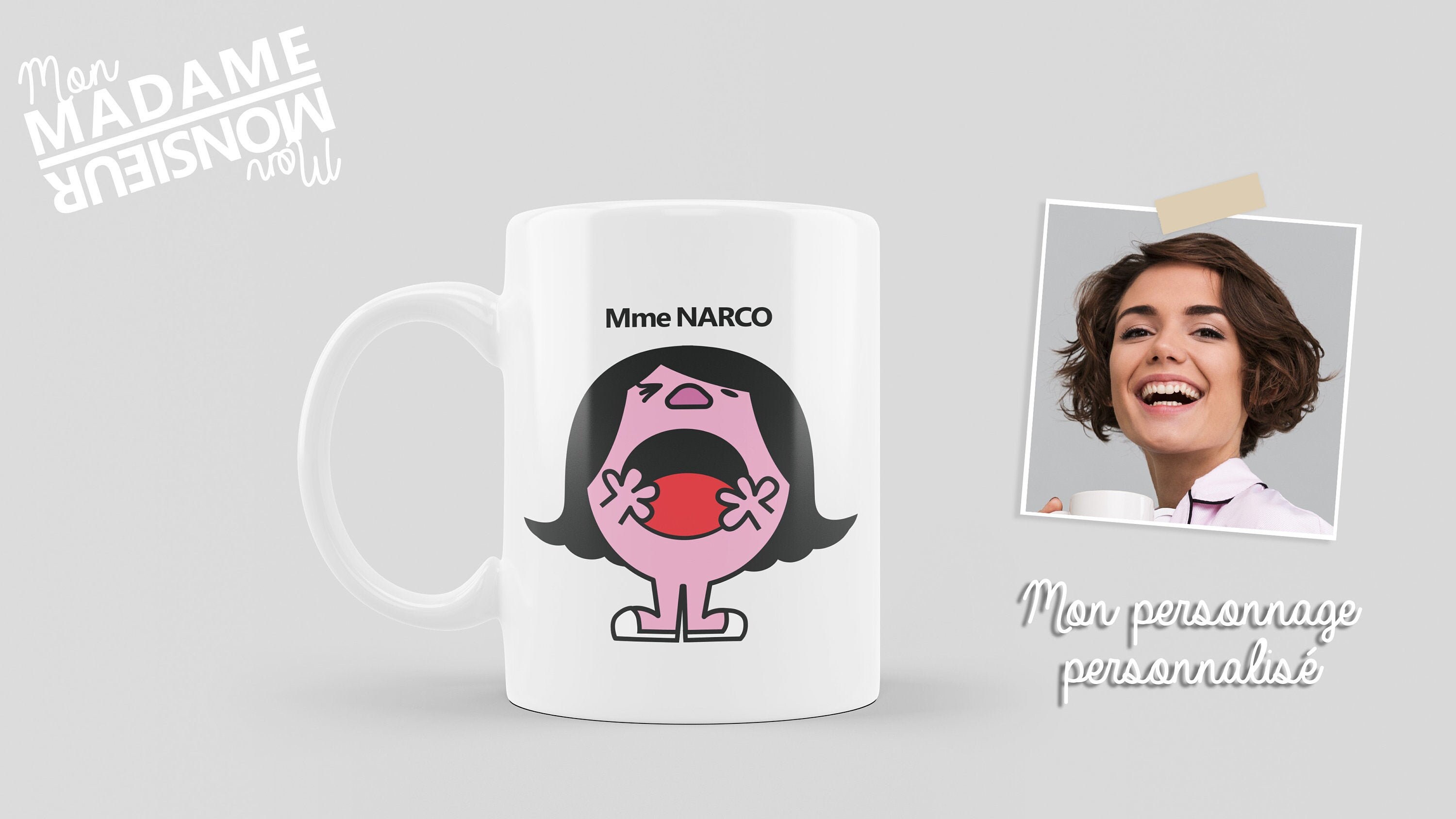 Mug Personnalisé Madame Monsieur Pour Adulte, Personnage Réalisé à Partir d'une Photo.