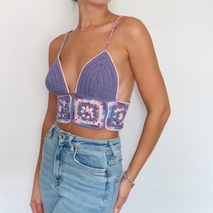 Crochet Crop Top, Crochet Floral Crop Top, Festival Crop Top, Summer Top - Anya