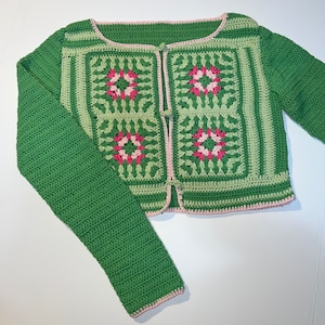 Crochet Patchwork Cardigan, Crochet Cardigan, Cropped Cardigan, Patchwork Sweater