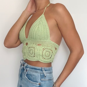 Green Crochet Top, Personalized Crochet Top, Mint Green Crochet Top