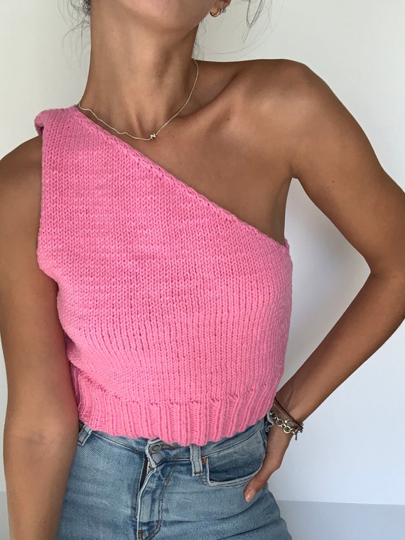 One Shoulder Knit Top Etsy Nederland