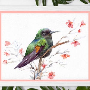 Hummingbird Art Print, Bird Art, Animal Art, Bird Home Decor, Watercolor Bird Illustration, Nursery Bird Wall Art Painting by LanaKa