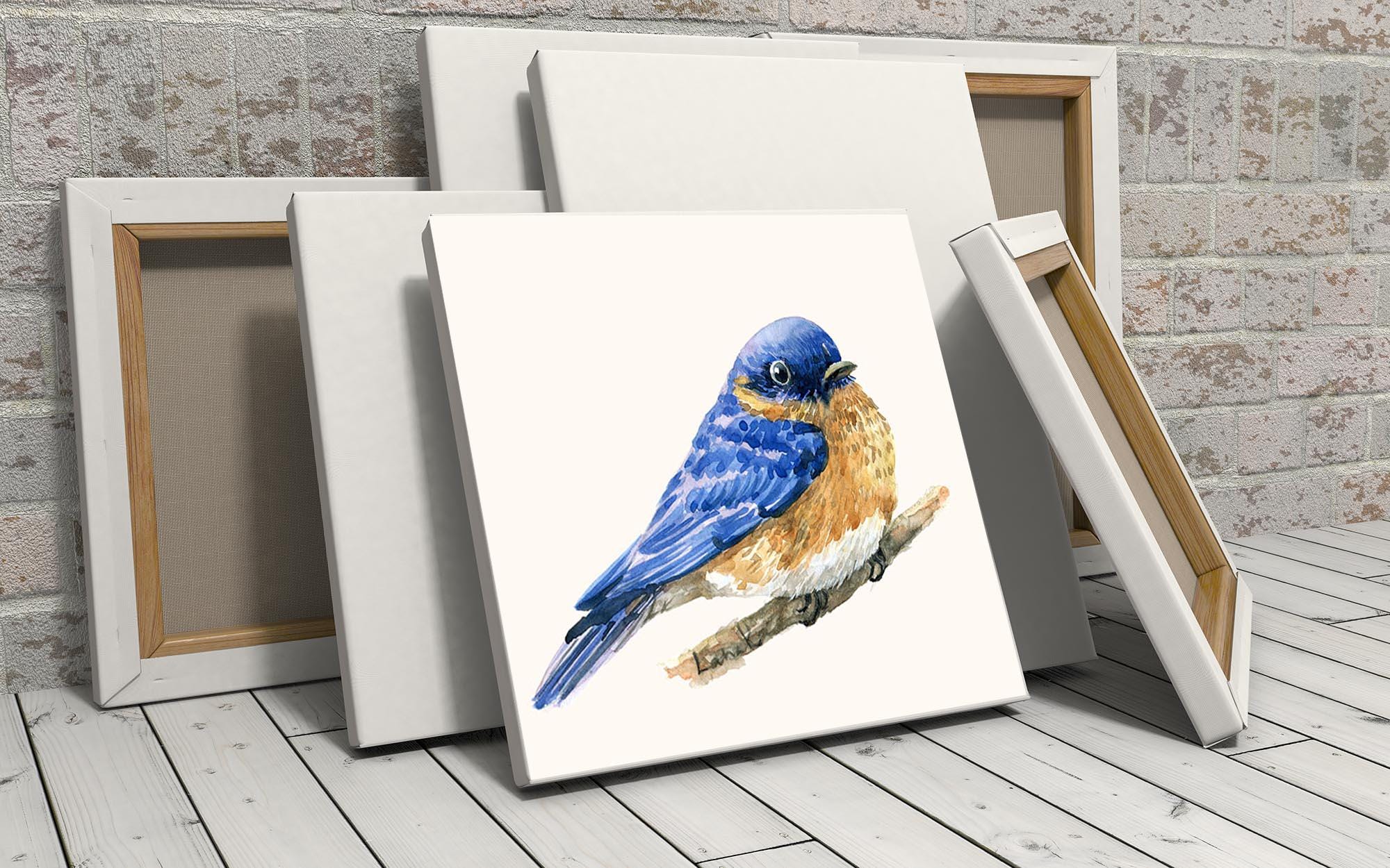 Bluebird Painting Watercolor Art Print Eastern Blue Bird on Branch ...