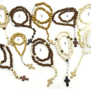 Handmade Personalised Wooden Beads Rosary, Prayer beads, Catholic Wooden Cross, Metalic Gold Lava Bead, UK
