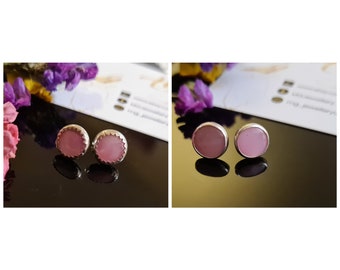 Pink Mother of Pearl stud earrings, pearl silver earrings, pearl earrings, sterling silver earrings, pink earrings