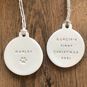 Personalised Christmas Bauble • Tree Decoration • Clay Gift • Scandi Decor • Rustic Ornament • First Christmas Bauble • Pet Bauble •