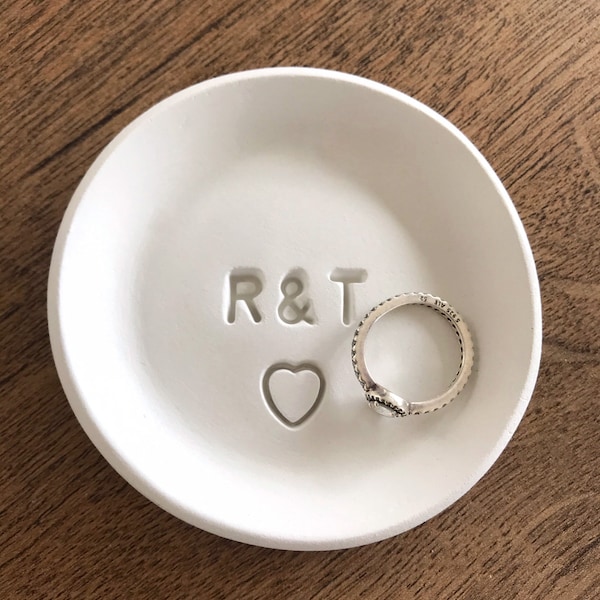 Personalised Ring Dish • Clay Trinket Dish • Handmade Wedding Gift • Engagement Gift • Couple Keepsake • Mr and Mrs Christmas Gift •