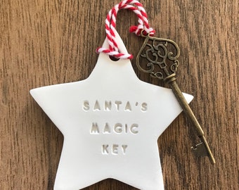 Santa’s Magic Key • Christmas Decoration • Santa Key • Tree Decoration • Rustic • Scandi • Christmas Eve Box • Clay Gift Tag •