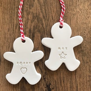 Personalised Gingerbread Man Bauble • Handmade Bauble • Rustic Christmas Tree Decoration •  Clay Decoration • Scandinavian Christmas