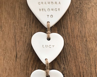 Mother’s Day Gift For Grandma • Personalised Heart Decoration • Gift For Mum Mummy • Handmade • Clay Keepsake • for Grandma Nanna Gran •