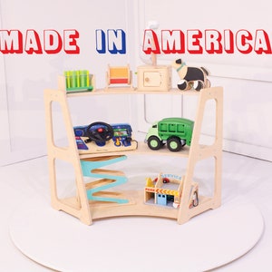 Perfect Toy Storage For Corners - Curved Toy Shelf - Montessori Toy Storage Shelves - Montessori Toy Display Shelf - Toy Rotation Device