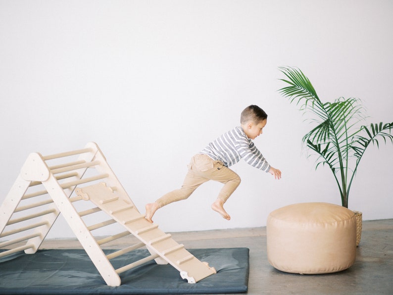 Large Foldable Montessori Climbing Triangle with Optional Climbing Ramp Montessori Waldorf Climber Made In America First Birthday Gift image 1