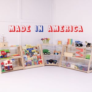 Large Montessori Bookshelf And Toy Shelf Set - Perfect For Toy And Book Rotation - Beautiful Toy Storage - Made In America