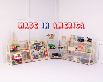 Large Montessori Bookshelf And Toy Shelf Set - Perfect For Toy And Book Rotation - Beautiful Toy Storage - Made In America