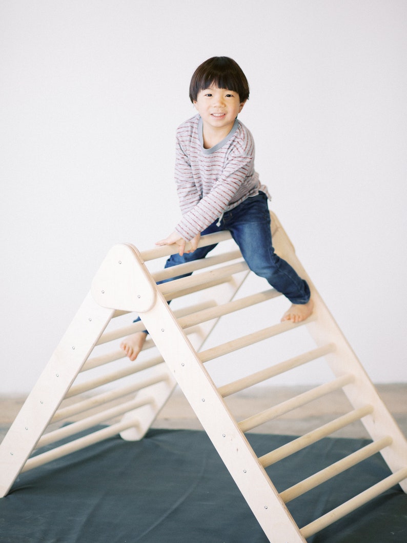 Large Foldable Montessori Climbing Triangle with Optional Climbing Ramp Montessori Waldorf Climber Made In America First Birthday Gift image 2
