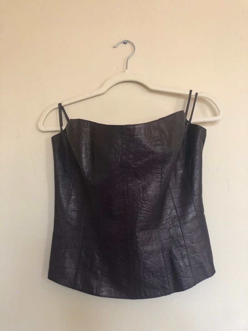 AKRIS brown leather bustier