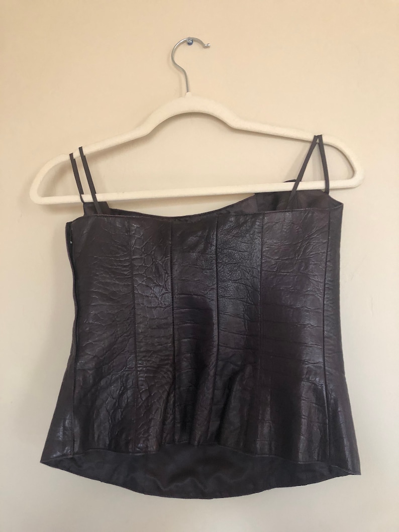 AKRIS brown leather bustier