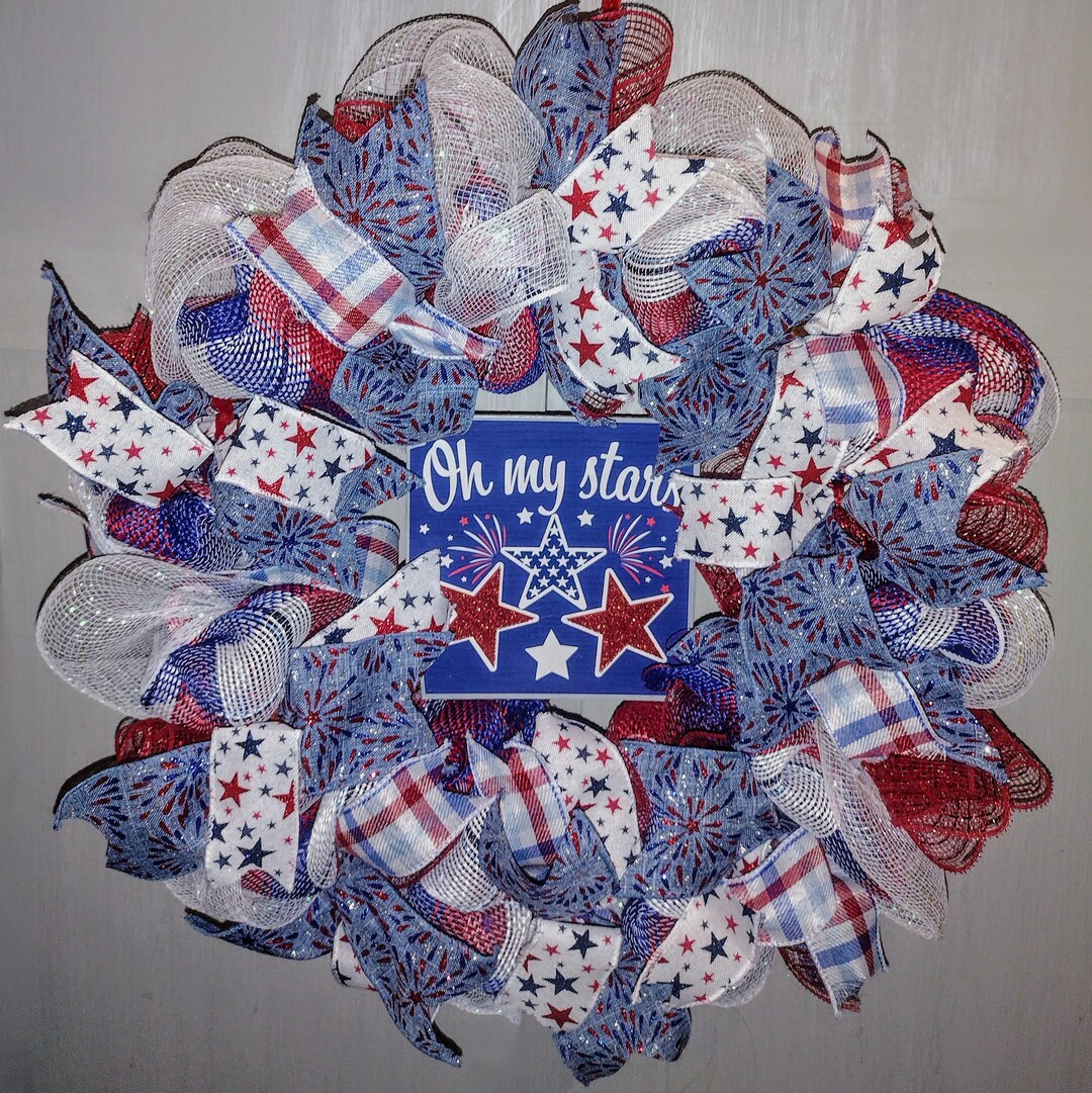 Patriotic Wreaths/ Front Door Wreath Fourth of July Wreath - Etsy
