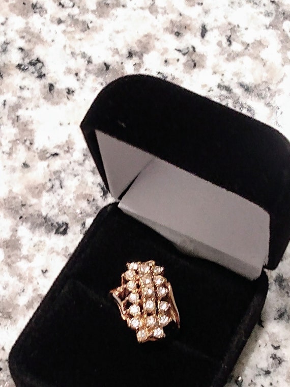 Diamond Cocktail Cluster Waterfall Ring- Vintage, 