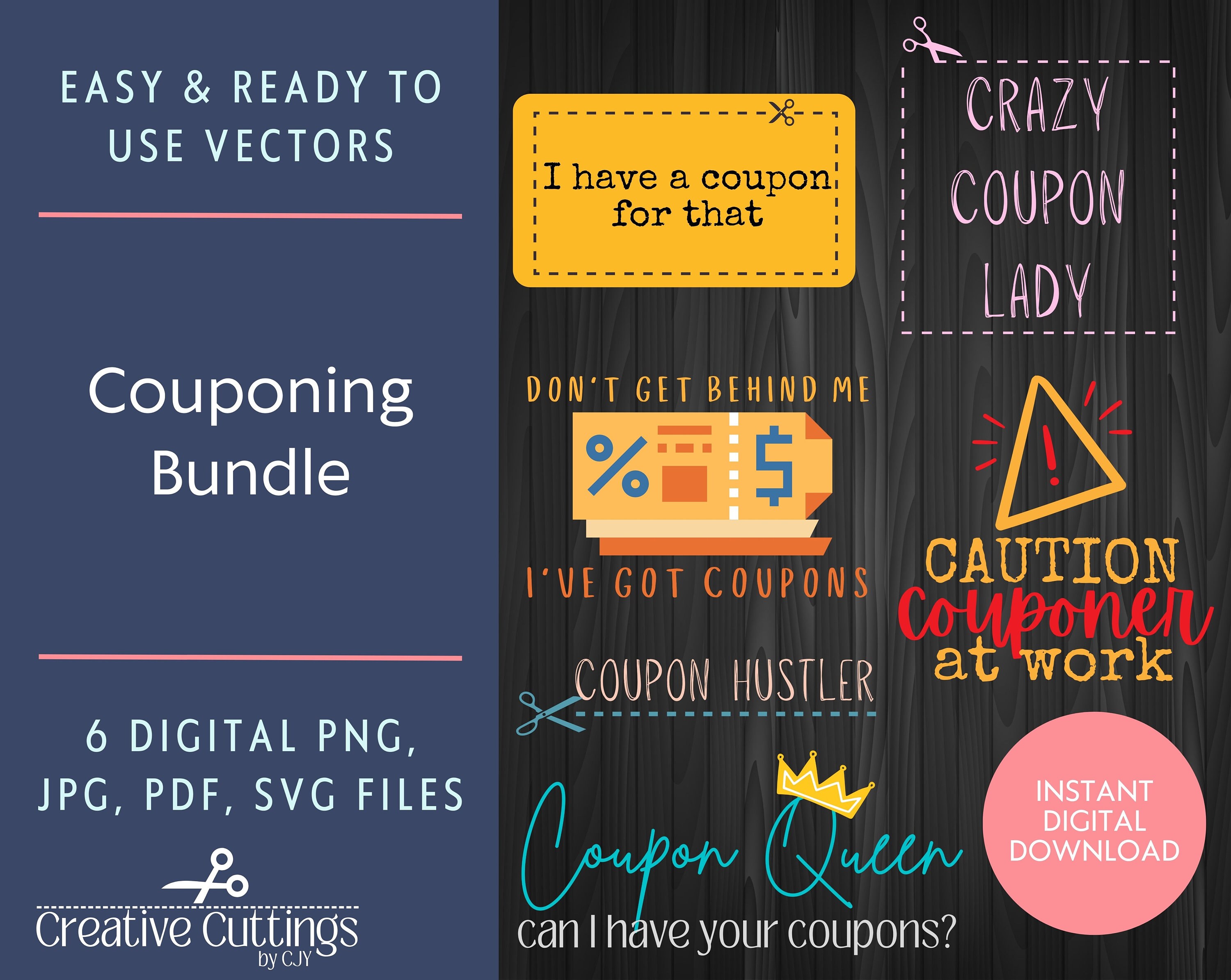 Couponing SVG Bundle Coupon Cricut Cut File Crazy Coupon Lady PNG ...