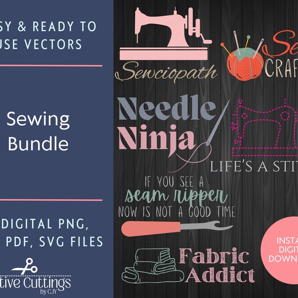 Sewing SVG Bundle | Sewing Quotes SVG | Sewing Machine Cricut Cut File | Crafting Quilting Vector Cut Files | Quilters SVG