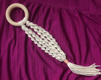 Dientes de bebé-Macrame y madera natural