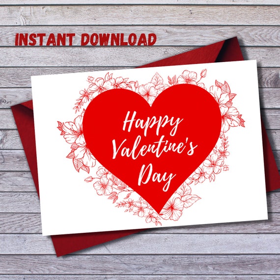 Happy Valentine's Day Printable Card Instant Download | Etsy