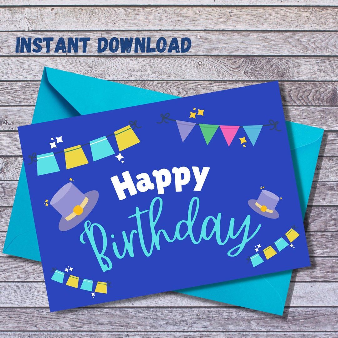 Cartão de feliz aniversário para impressão, Download instantâneo em PDF ...