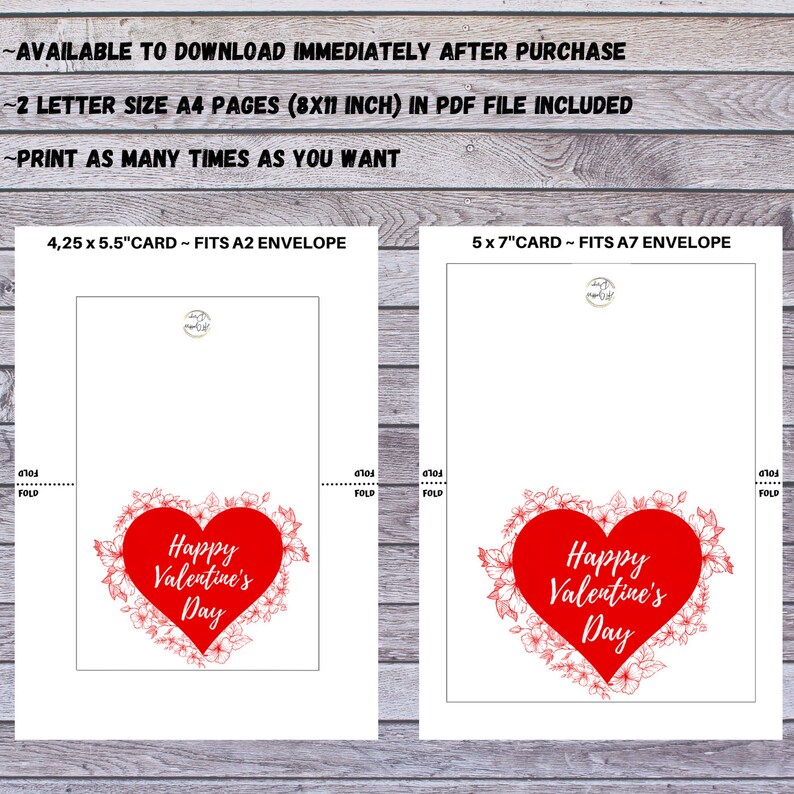 Happy Valentine's Day Printable Card, Instant Download PDF, Happy ...