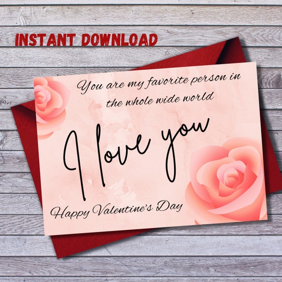 Buy Happy Valentine s Day Printable Card Instant Download PDF