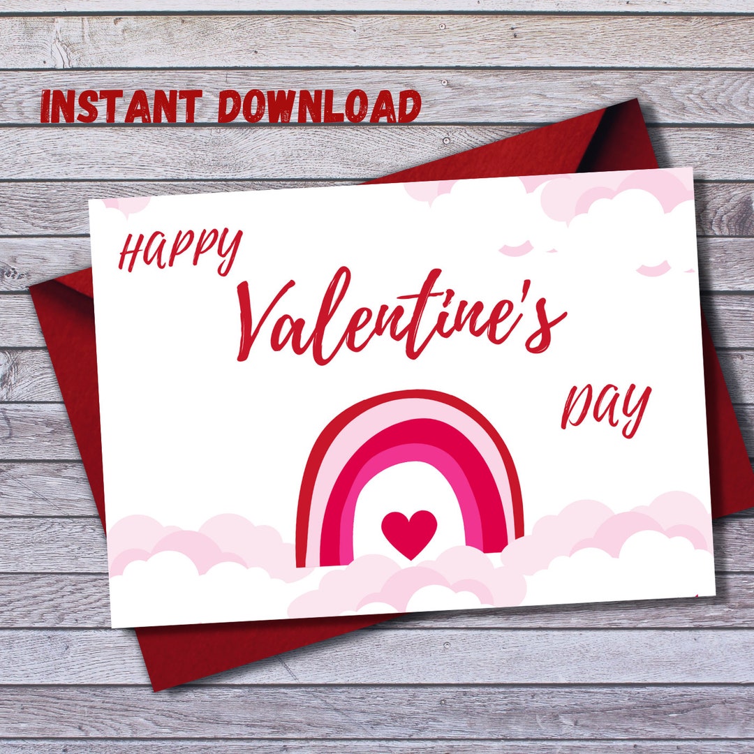 Happy Valentine's Day Printable Card, Instant Download PDF, Happy ...