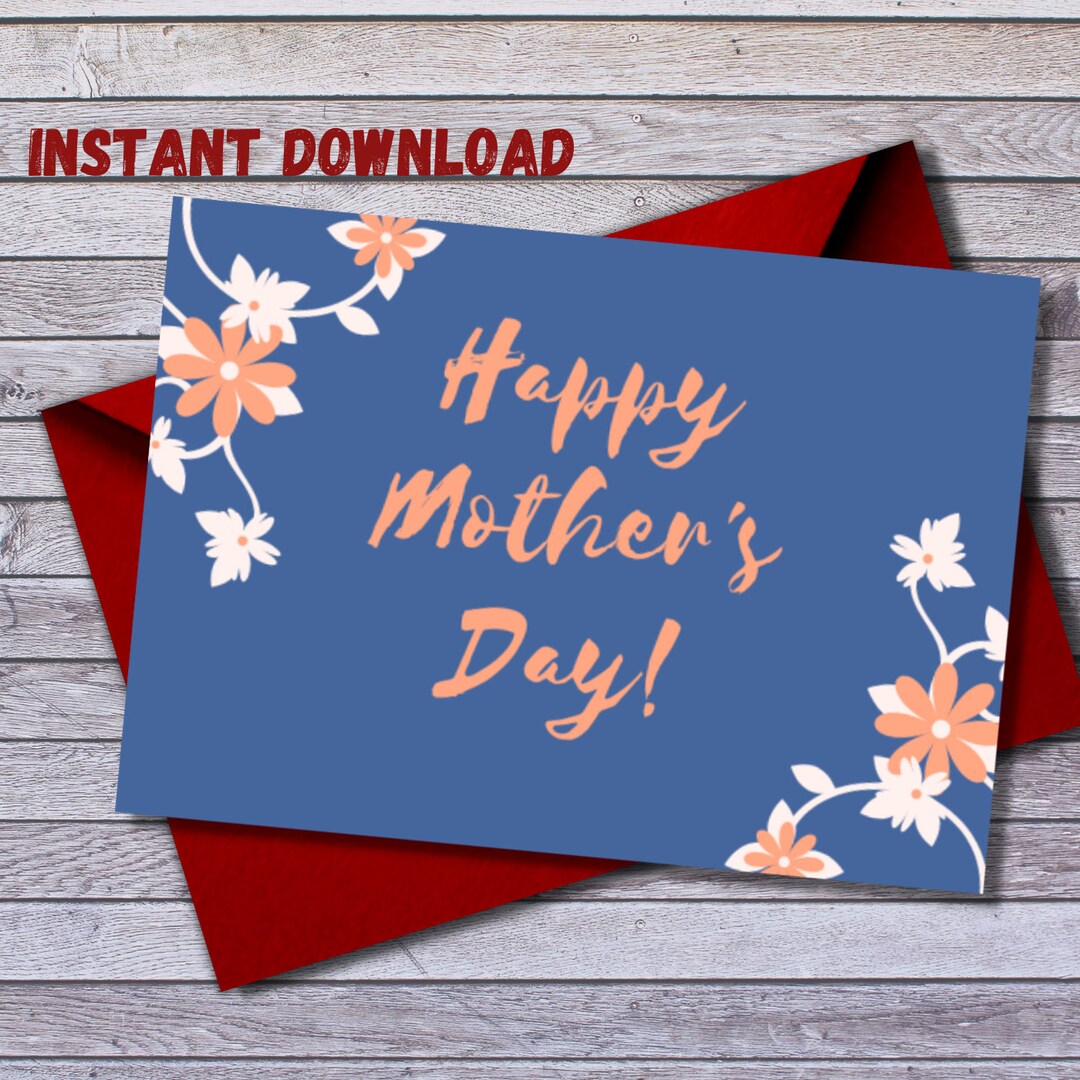 Happy Mother's Day Printable Card, Mother's Day Gift Card, I Love Mom Card, Instant Download PDF