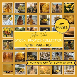 Yellow Vibe Stock Photos Collection with MRR/PLR, Master Resell Rights Stock Images, Faceless Digital Marketing, MRR Digital Product