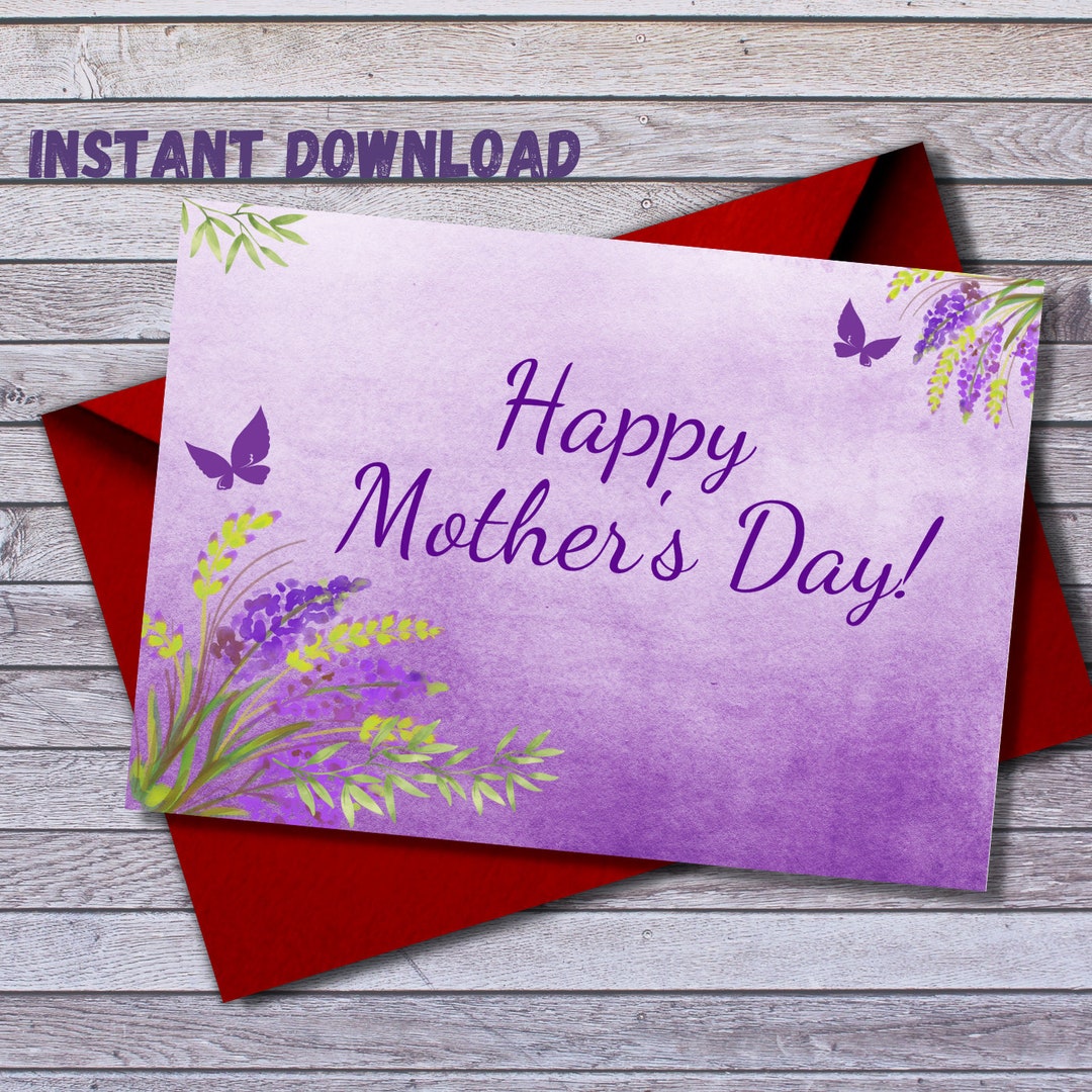 Happy Mother's Day Printable Card, I Love Mom Card, Instant Download PDF, Best Mom in the World