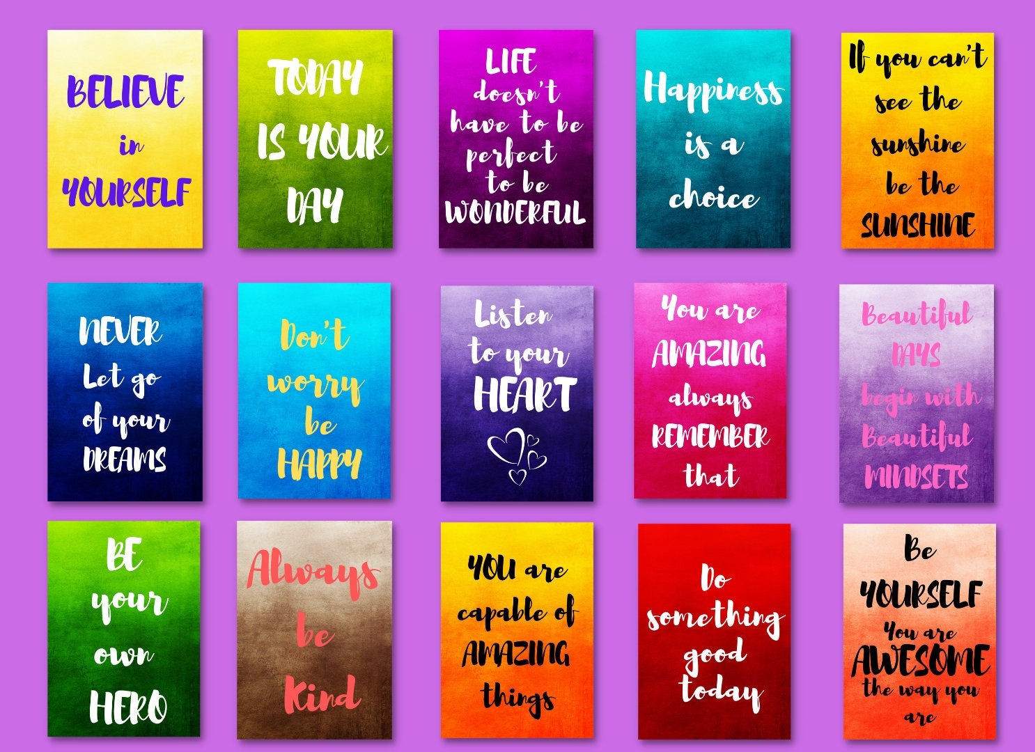 Inspiring Quotes Bundle of 15 Pieces, Printable Motivational Quotes Wall Art, Inspirational ...