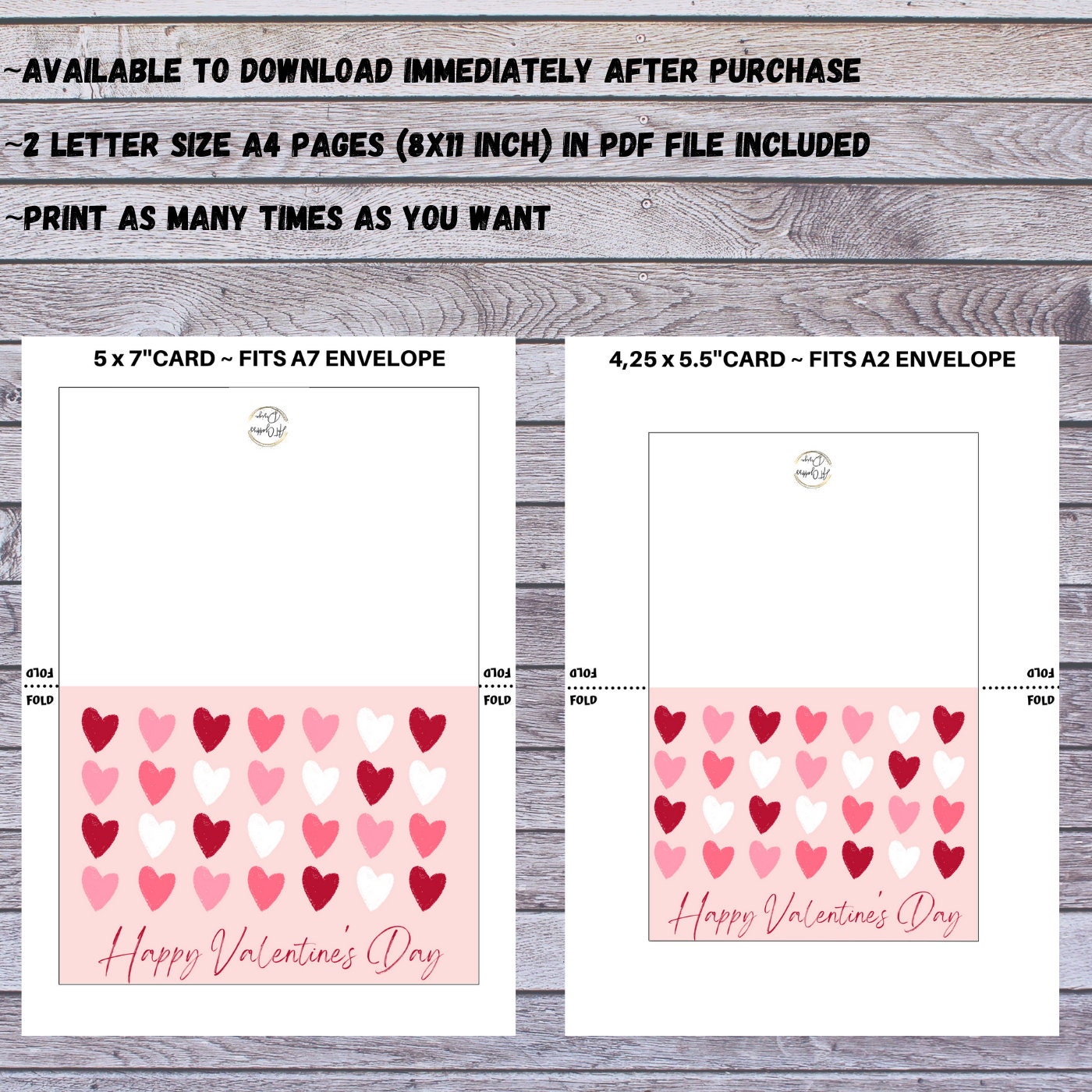 Happy Valentine's Day Printable Card, Instant Download PDF, Printable ...