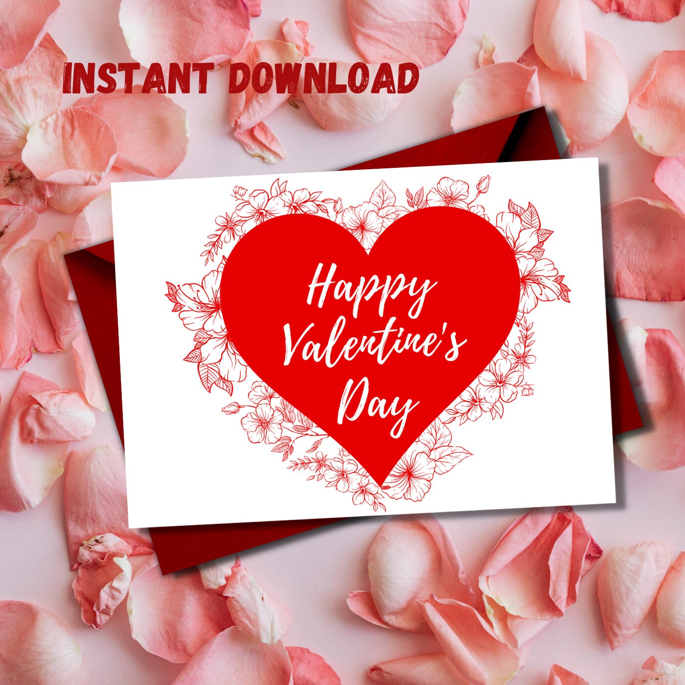 Happy Valentine's Day Printable Card, Instant Download PDF, Happy ...