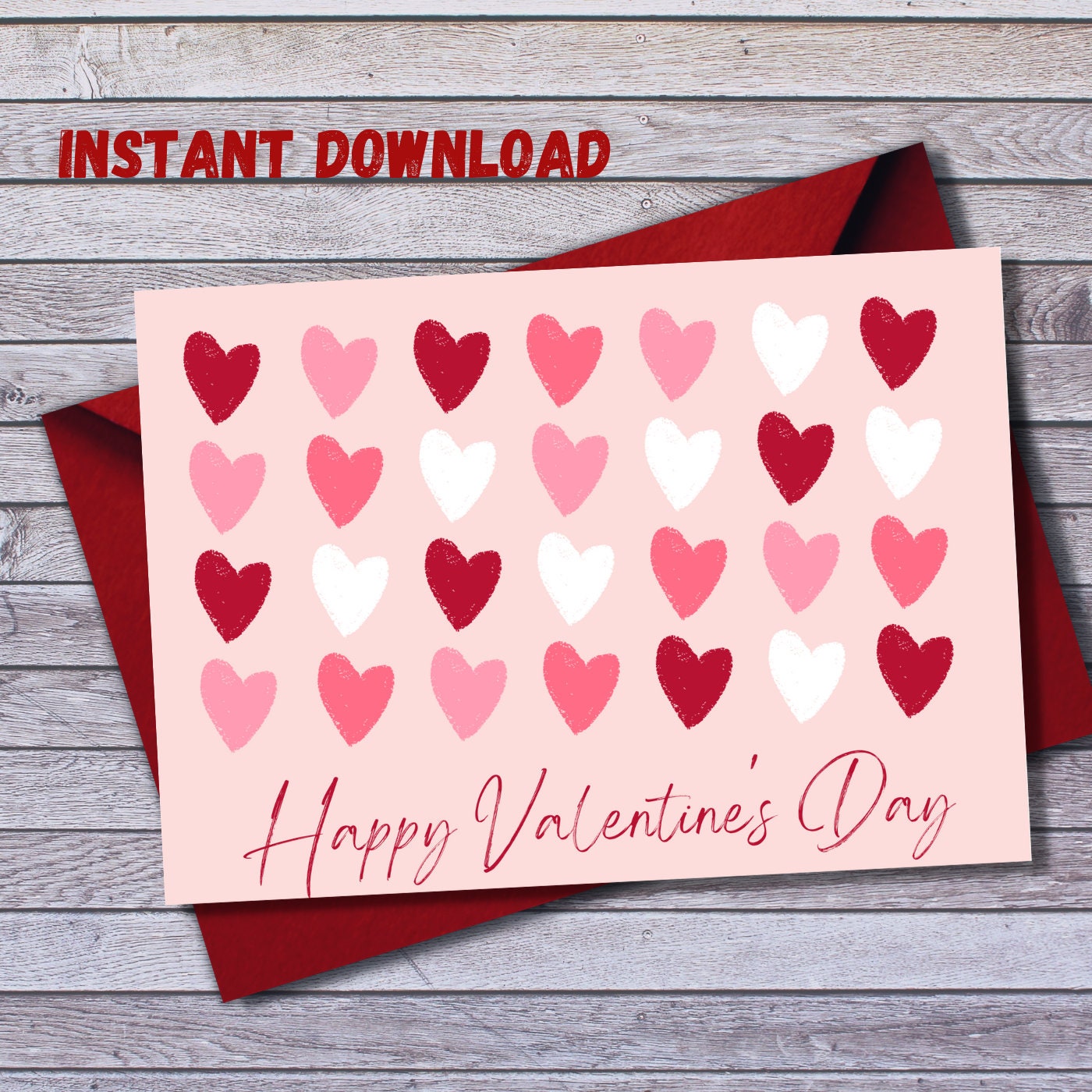Happy Valentine's Day Printable Card, Instant Download PDF, Printable ...