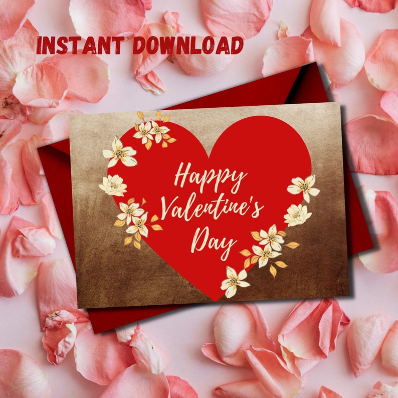 Happy Valentine's Day Printable Card, Instant Download PDF Printable ...
