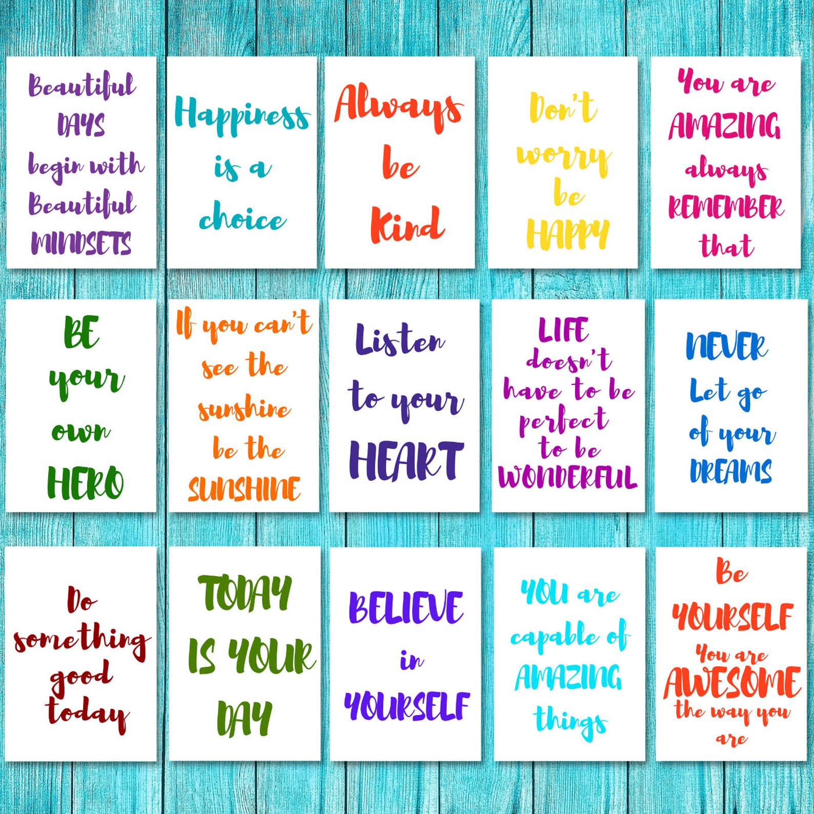 Inspirational Quotes Printable Bundle of 15/ Instant Download / Motivational Quotes Wall Art ...