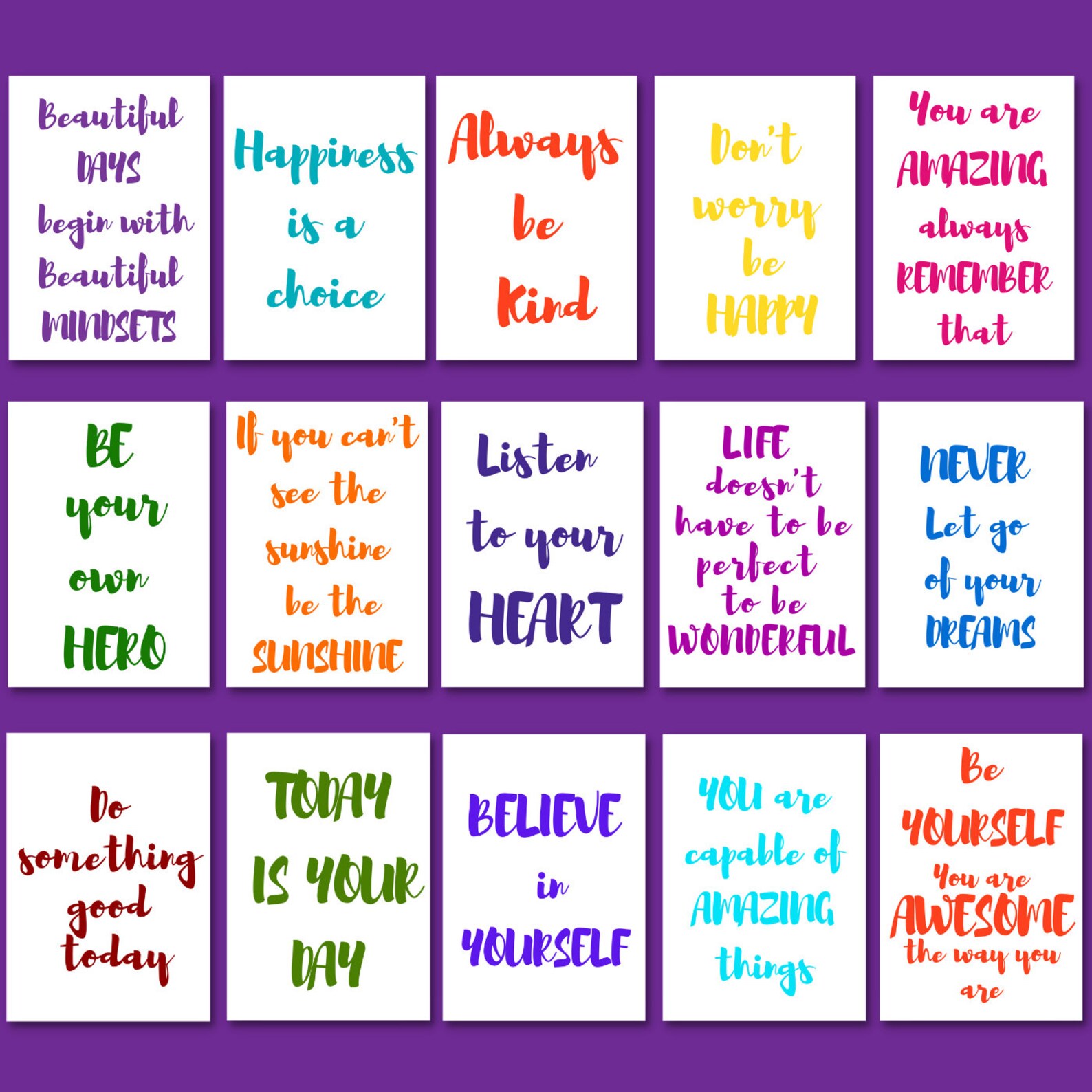 Inspirational Quotes Printable Bundle of 15/ Instant Download / Motivational Quotes Wall Art ...