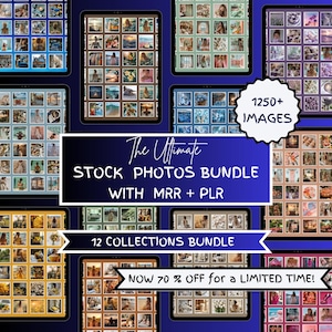 Ultimate Stock Photo Bundle with MRR & PLR | 1250+ Faceless Social Media Images | Digital Marketing Aestetics | Resell Photo Collections