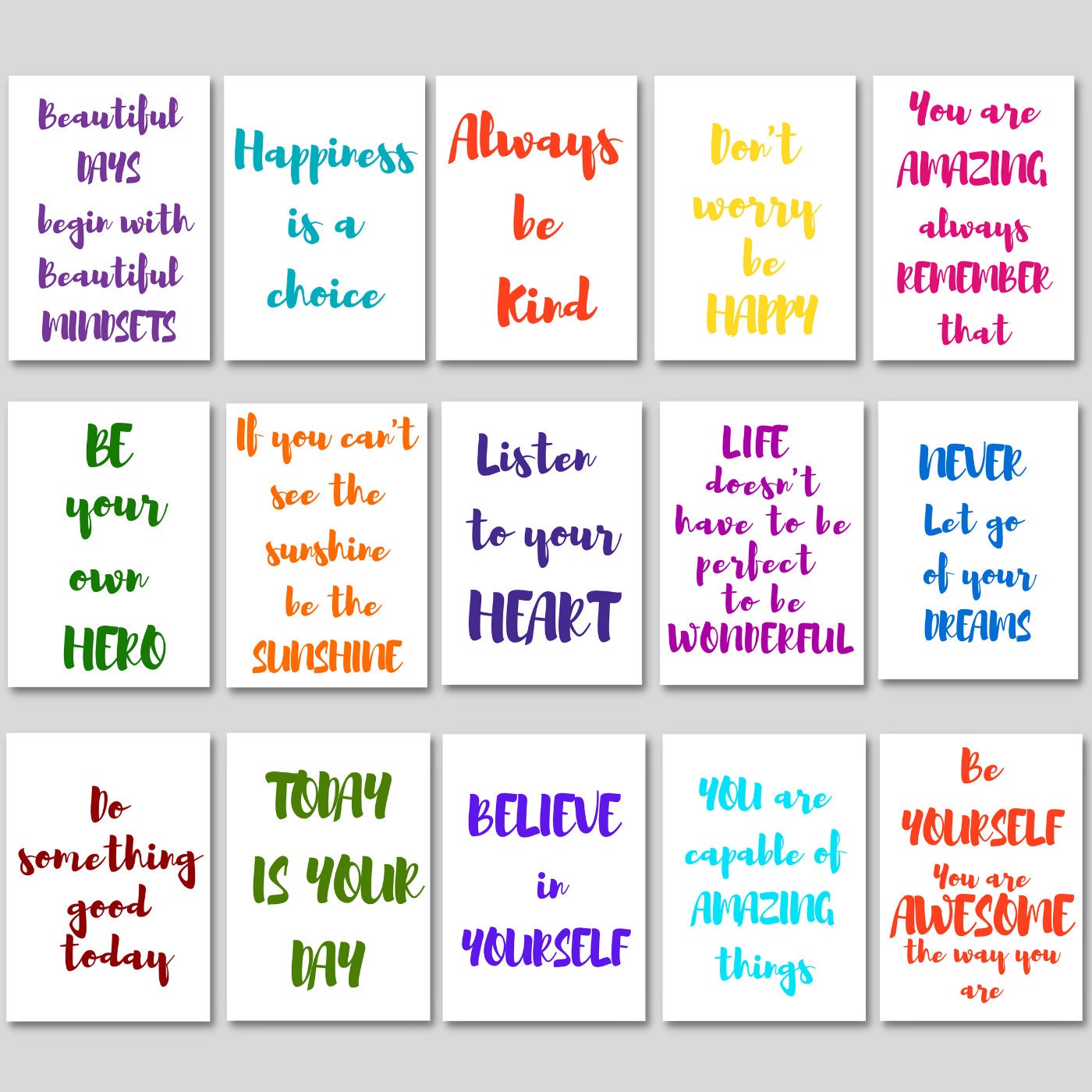 Inspirational Quotes Printable Bundle of 15/ Instant Download / Motivational Quotes Wall Art ...