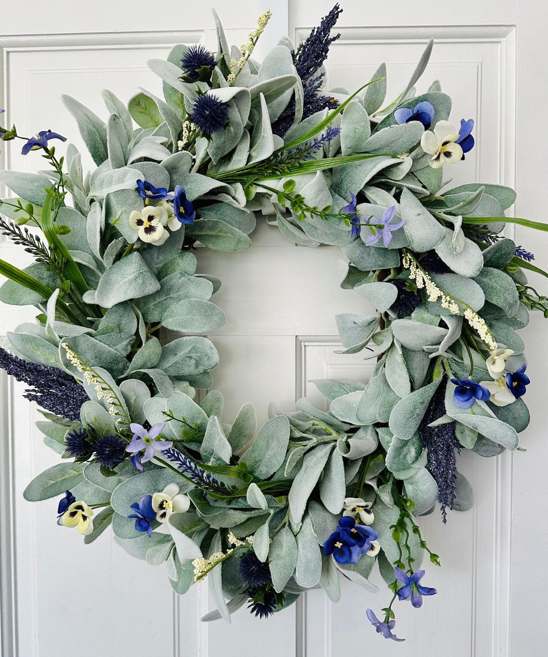 Lambs Ear Wreath, Purple Wildflower Accents, Spring Decor - Etsy