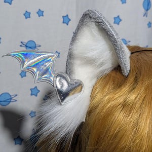 White and Silver Cat Ear Headband