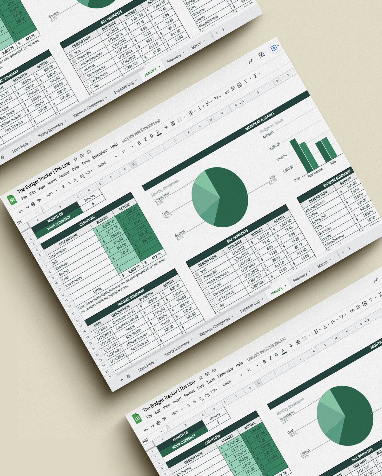 Minimalist Monthly Budget Finance Tracker Planner for Google Sheets ...