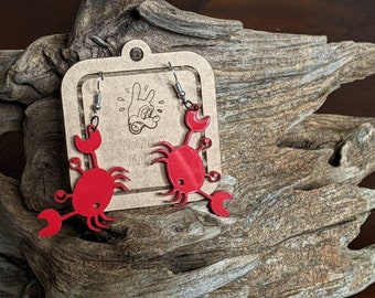 Happy Crab Acrylic Earrings