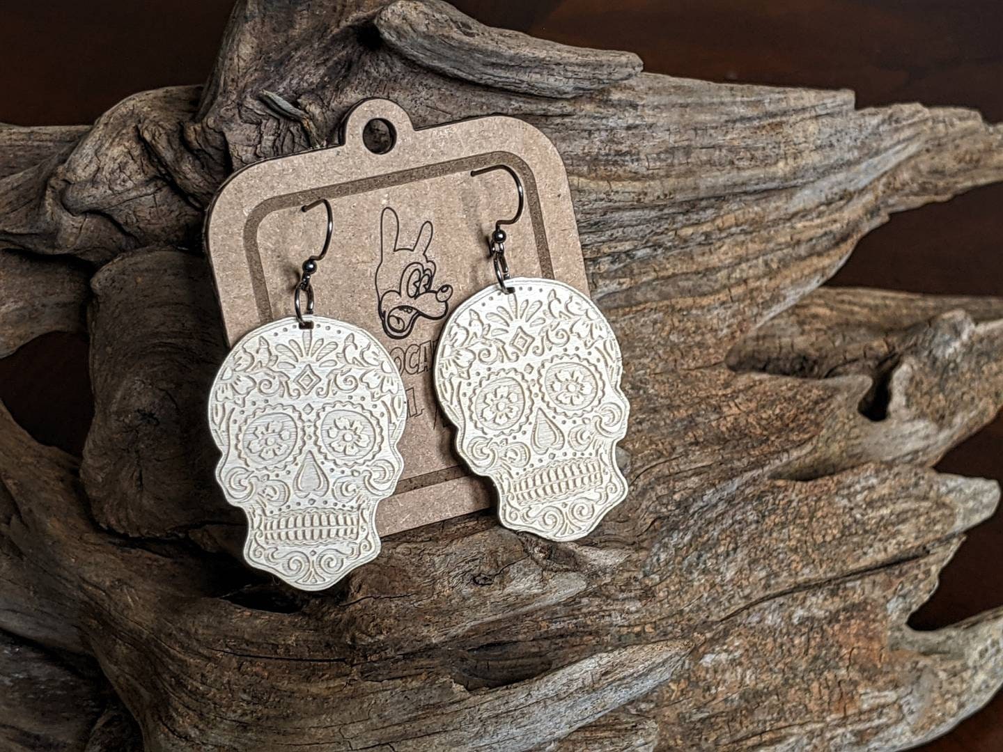 Wooden Calavera Earrings