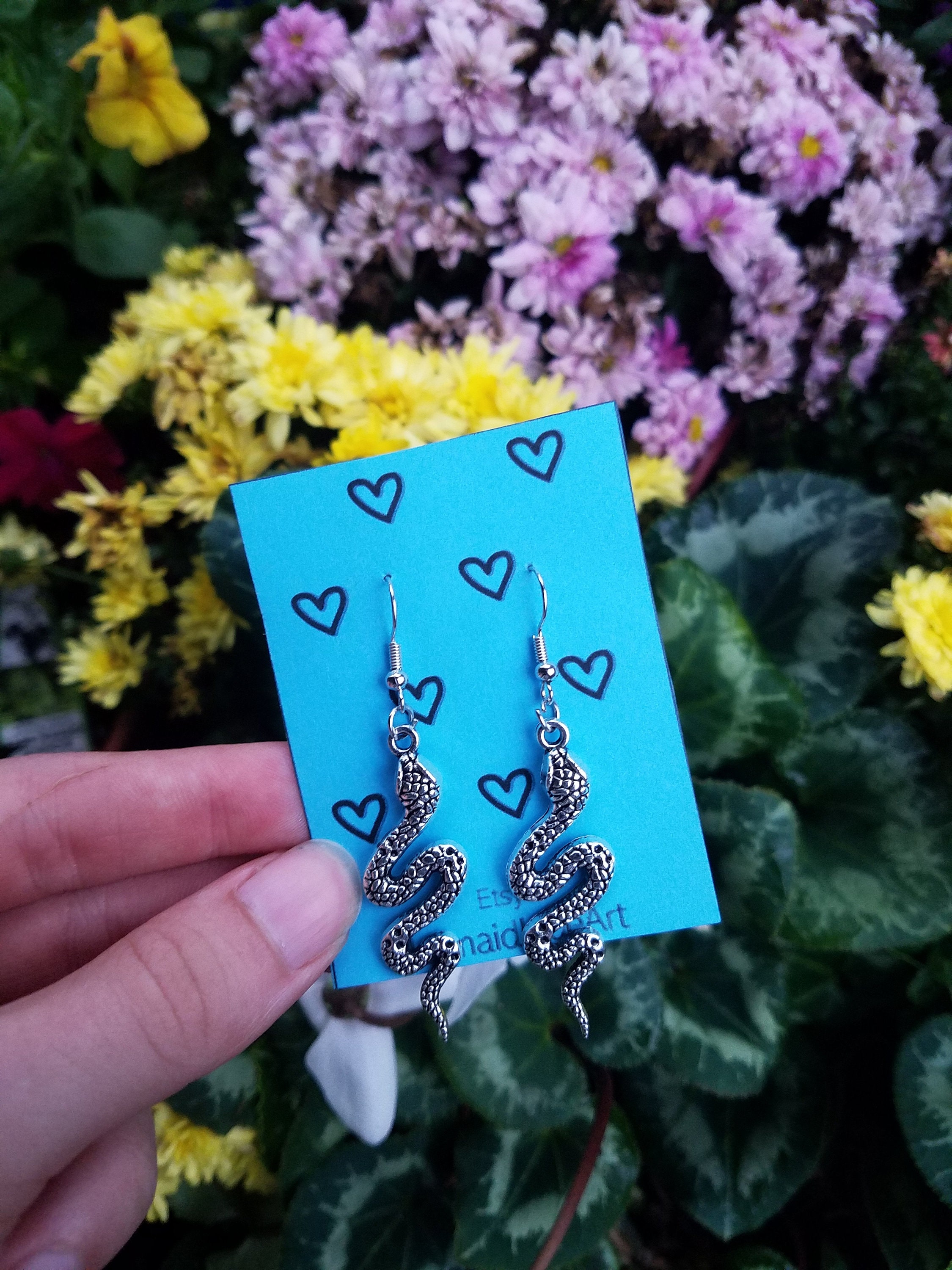 Silver Snake Earrings