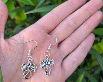 Small Silver Dragon Earrings